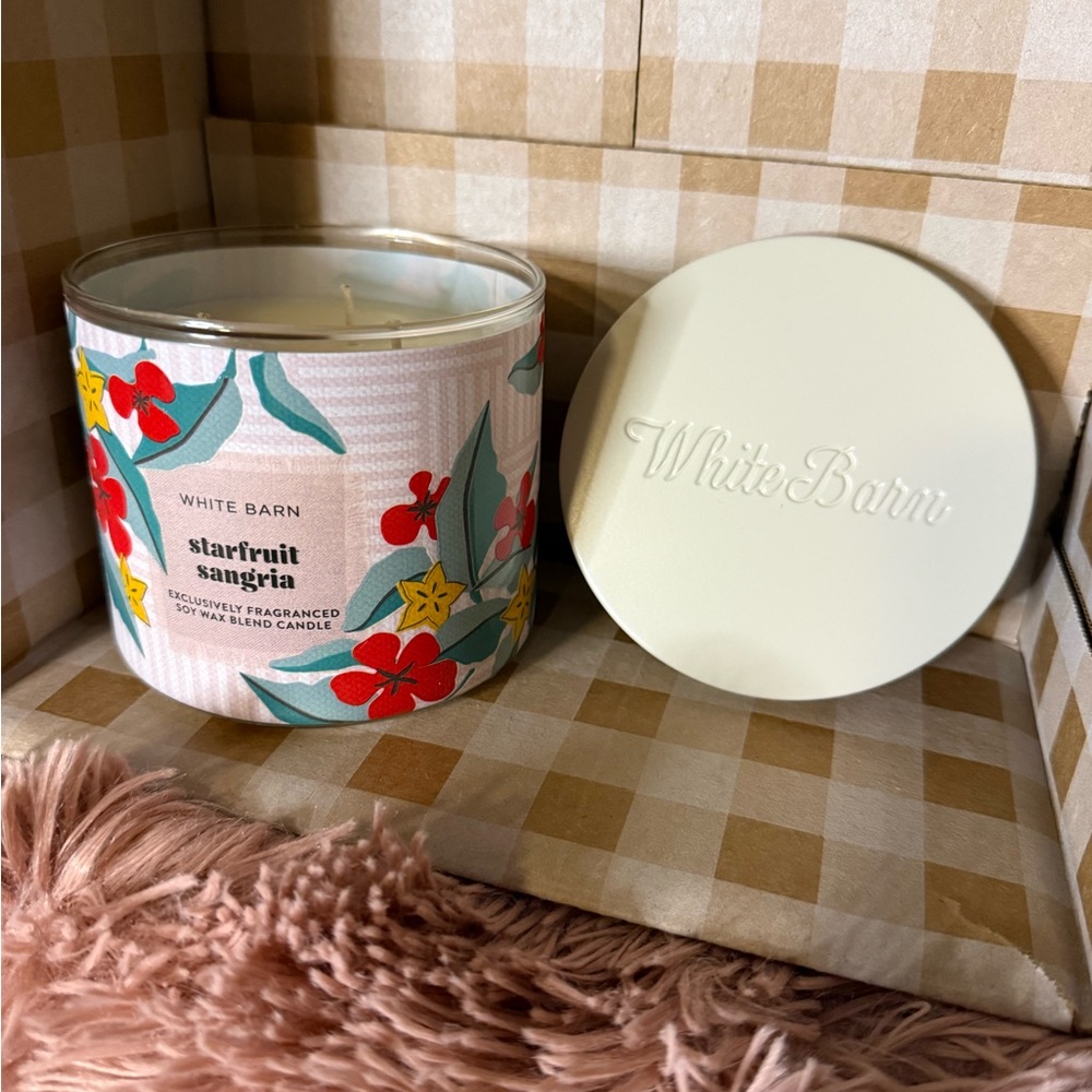 White Barn Starfruit Sangria Candle - Red and Yellow Floral
